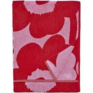 Floral Cotton Terry Bath Towel Red Soft Absorbent 59x28 Designer Bathroom Towel